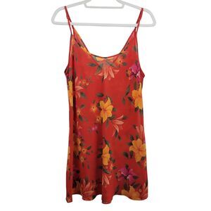 Victoria's Secret Heart Label Vintage Tropical Print Sheer Slip Dress Size Large